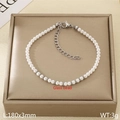 Perlenarmband im französischen Stil mit silbernen Metall-Abstandshaltern und Karabiner - 3mm (KB207029-Z) / Stahlfarbe
