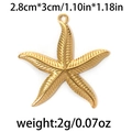 Golden starfish pendant in 304 stainless steel measuring 2.8cm by 3cm with a textured finish - Starfish / Gold