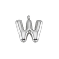 Silver balloon letter W pendant in polished stainless steel with 3D bubble effect - Letter W-Pendant Only (Without Chain) / Silver