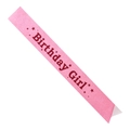 Sparkling pink glitter birthday girl sash with stars decoration for party celebration - Pink Birthday Girl Sash