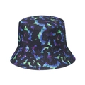 Reversible bucket hat with all-over galaxy bat print on a high-quality black polyester fabric - Starry Sky Bat (Q)