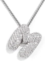 Iced out silver letter M pendant necklace with sparkling zircons and box chain - Letter M / Silver