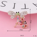 Golden alloy dragonfly charm with colorful rhinestones, size 29mm x 27mm for DIY crafts - Multicolor Rhinestone Twin Dragonflies