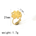 Anello quadrifoglio in acciaio inossidabile dorato 18 carati, misura 21mm e peso 1,7g - Aperto Regolabile / Stile Quadrifoglio (TR4282)