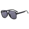 Lunettes de soleil aviateur noires avec monture à double pont épais et verres foncés - Monture Noire Verres Noir Gris