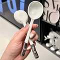 Nordic silver-toned ceramic soup spoon set with polished metal finish and hanging holes - Silver Plated Japanese Soup Spoon 2Pcs