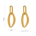 Minimalist irregular geometric 18K gold earrings with double oval links and 37mm height - Gold