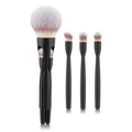 Set de brochas de maquillaje magnéticas 4 en 1 con mango negro mate y cerdas suaves - Pincel multifuncional - Bolsa perlada / Negro