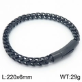 Schwarzes Weizenketten-Armband aus Titanstahl für Herren mit Magnetverschluss, 220x6mm - Schwarz (KB187681-KFC)