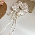 Chouchou élégant en satin blanc crème avec rubans au style minimaliste français - 75# Ruban Satin Beige (HH3984)