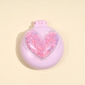 Pink heart folding travel hairbrush with mirror and blue star sequins decor - M6P Heart Pink