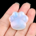 Opalite amethyst cat paw stone pendant with iridescent milky white translucent finish - Opalite (Synthetic)