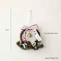 Mini Christmas wreath with pine cones, red berries, gold bell and Merry Christmas ribbon - 15CM Bell Wreath A (Non-ringing)