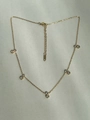 Detailed view of the 18k gold plated necklace featuring double zircon clusters and extension chain - 40+5cm Necklace
