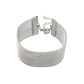 Silver mesh choker necklace and wide bracelet set in 18K gold plated stainless steel - 25mm Bracelet / Silver