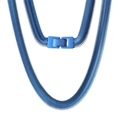 Collar de cadena de serpiente azul en acero de titanio con cierre rectangular plano - Azul
