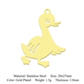Gold plated stainless steel duck pendant for DIY jewelry making 20x27mm animal charm - Duck-Gold (LA796)