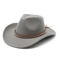 Detail of grey felt cowboy hat featuring ornate rhinestone and gold stud hatband - Gray