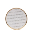 Detailansicht eines runden goldenen Schmucktabletts mit weißem Schlitzfutter für Ohrringe - 89-Loch-Tablett - Beige / Durchmesser 29cm