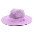 Cappello Panama in paglia viola chiaro con nastro per protezione solare in spiaggia - Stile Nastro / Viola Taro