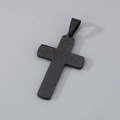 Minimalistische zwarte roestvrijstalen kruisketting met een geometrisch barstontwerp - Model A Barst Stijl (Zonder Ketting) (KP130989-HR) / Zwart