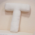 Plush T-shaped letter pillow in soft white sherpa fleece for home sofa decor - Letter T