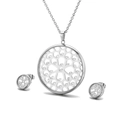 Parure bijoux en acier inoxydable argenté avec collier et boucles d'oreilles alvéolés - Style Nid d'Abeille Creux (KS112581-KC)