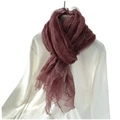 Elegant deep red silk scarf in gradient style tied on a white hanger for fashion display - 190cmx75cm / Burgundy