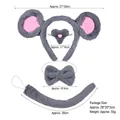 Gray plush mouse costume set including ears headband, bow tie, nose and tail accessory - Gray Plush Mouse 3-Piece Set With Flat Nose