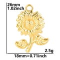 Dettagli dimensioni ciondolo girasole in acciaio inossidabile: 26x18 mm, peso di 2,5 g - Ciondolo / Oro