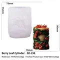 DIY Christmas berry leaf pillar candle silicone mold with textured relief details - Berry Leaf Cylinder SD-198