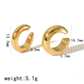 Polished gold stainless steel C-shaped ear cuffs with 13.7mm and 14.7mm size specifications - Gold Double Spec Combo(TE6420)