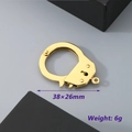 Polished gold handcuffs pendant for jewelry DIY 38x26mm 6g stainless steel link - Round / Large (38x26mm) / Gold