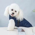 Detail of navy blue padded dog vest with adjustable back straps for small pets - 4XL / Tops / Navy Blue