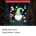 Stickers de fenêtre gnomes de Noël statiques avec bonhomme de neige 40x40cm - Lutin avec fond d'arbre de Noël(SDUV163-5)