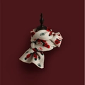 Chic knit Christmas scarf in cream white featuring festive red glove and snowflake patterns - Christmas Hat White