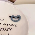 Pinza para el pelo con forma de corazón azul grisáceo y base de pico de pato metálica - Azul