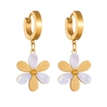 Golden matte and polished white petal flower earrings for women on a white background - Gold Daisy Stud Earrings (A613)