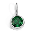 Green birthstone pendant with 8mm round multifaceted crystal in silver base - Silver - May Green