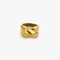 Minimalistischer goldener breiter gedrehter Ring mit hochglanzpoliertem Finish - US 7 / Gold