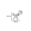Silver bow butterfly labret stud with zircons and flat back screw design measuring 0.61cm - Ribbon Bow (0155-6#) / Silver