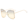 Fashion square gold metal sunglasses with gradient amber lenses and pearl temple accents - Gold Frame Green Yellow Lens