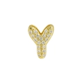 Gold letter Y heart pendant necklace with birthstone and sparkling crystal inlay - Letter Y / Gold
