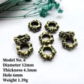 Close-up of 12mm vintage bronze floral spacer beads for DIY jewelry and crafts - 6# (Floral Dia 12mm/Thick 4.5mm)
