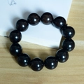 Single strand dark sandalwood prayer beads bracelet with smooth 18mm round wooden beads - 10mm / African Blackwood