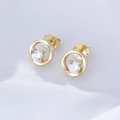 Eleganti orecchini s925 argento con zirconi tondi scintillanti e finitura dorata di lusso - Argento 925 / Giallo