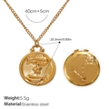 Pisces zodiac pendant necklace in 18K gold plated stainless steel with 20.3mm relief - Gold-Pisces
