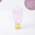 Pink and yellow two-tone borosilicate glass cup with wave base and heat resistance - 350ml / Pink & Yellow Contrast