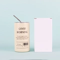 Cream colored stainless steel tumbler with metal straw and minimalist white gift box - 600ml / Cream