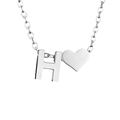 Collana in acciaio inossidabile argento con ciondolo lettera H e piccolo cuore - H-Acciaio
